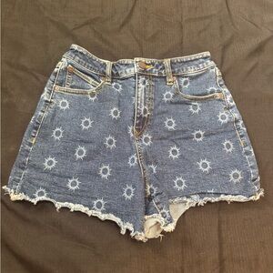 Denim Frayed Hem Women Shorts